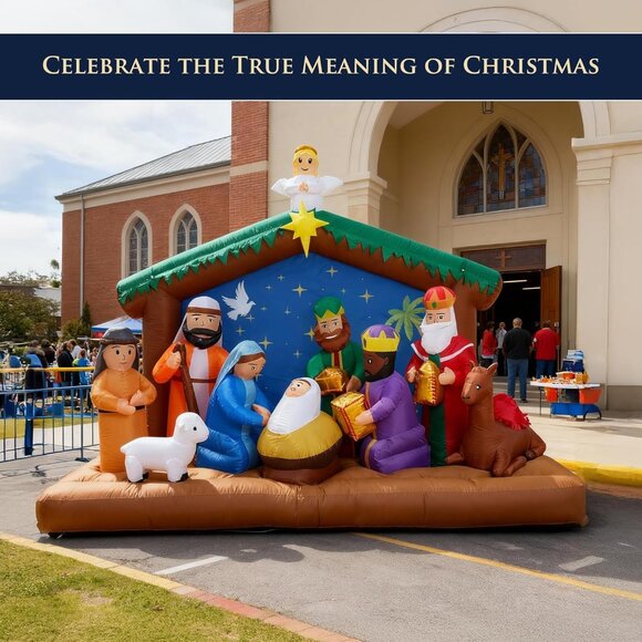 ⚡11 FT Christmas Inflatables Nativity 3 Sets Blow Up Yard Outdoor Decorations - Picture 4 of 8